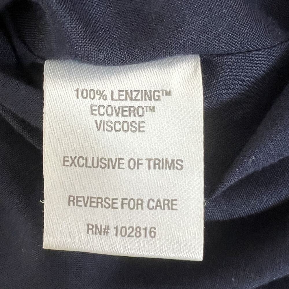 Garnet Hill Dress M Blue White Pintucked Bodice Lined Long Sleeve Viscose - Picture 5 of 6